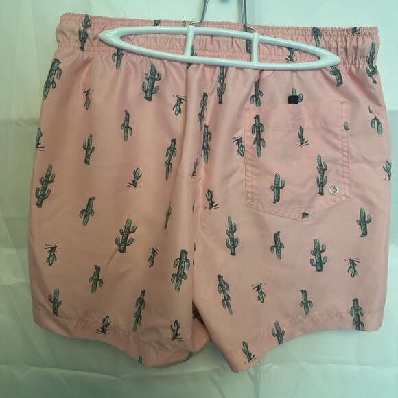 Aeropostale Mens Swim Trunks Medium, Pink with Green Cactus Patt - Picture 5 of 8
